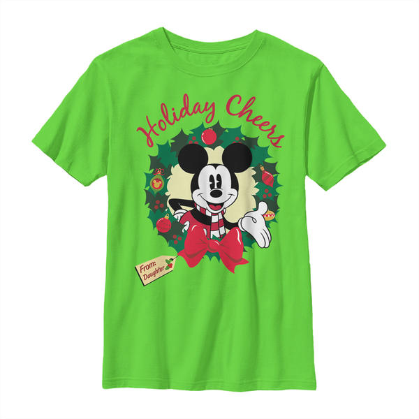Aperçu: Disney Classics - Mickey Mouse - Mickey Mouse Holiday Cheer Daughter - Enfant T-shirt - Citron vert - Devant