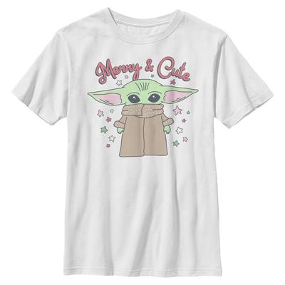 Star Wars - The Mandalorian - The Child Merry and Cute - Christmas - Kids T-Shirt - White - Front