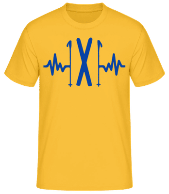 Ski Heartbeat Blue - Men's Basic T-Shirt - Golden yellow - Front