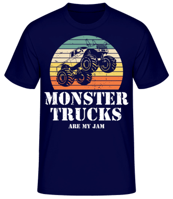 Retro Sun Monster Truck - Männer Basic T-Shirt - Marine - Vorne