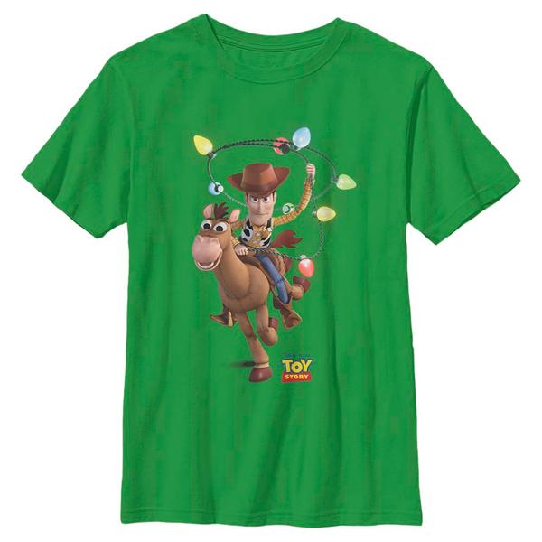 Aperçu: Pixar - Toy Story - Photo de groupe Holiday Lasso - Christmas - Enfant T-shirt - Vert irlandais - Devant