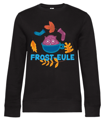 Frost Eule - Frauen Standard Pullover - Schwarz - Vorne