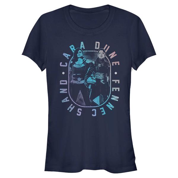 Aperçu: Star Wars - The Mandalorian - Cara Dune MandoMon Epi6 More Snacks - Femme T-shirt - Bleu marine - Devant