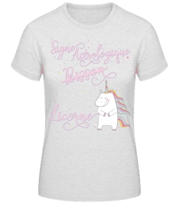 Signe Astrologique Licorne Poisson - T-shirt standard Femme - Gris chiné - Devant