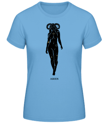 Female Zodiac Sign Aries - T-shirt standard Femme - Bleu clair - Devant