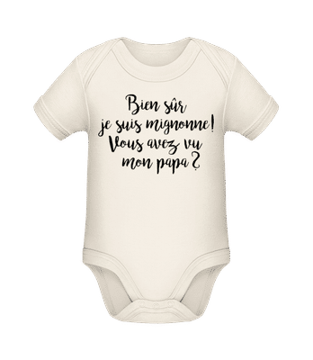 Bien Sur Je Sûr Mignonne! Papa - Body manches courtes bio - Crème - Devant