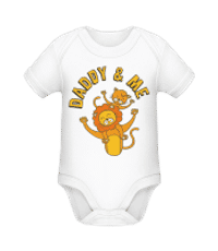Daddy And Me Lion - Organic Baby Body - White - Front