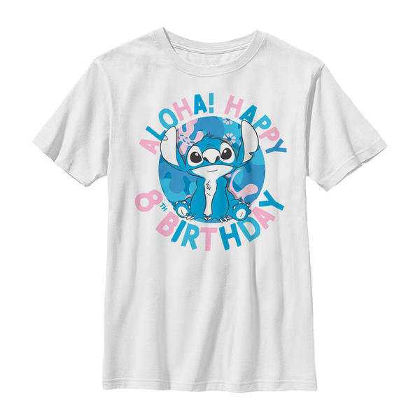 Aperçu: Disney Classics - Lilo & Stitch - Stitch 8th Birthday - Birthday - Enfant T-shirt - Blanc - Devant