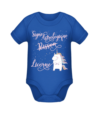 Signe Astrologique Licorne Bisson - Body manches courtes bio - Bleu royal - Devant