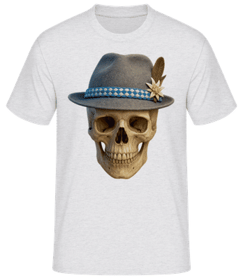 Totenkopf Mit Filzhut - Männer Basic T-Shirt - Grau meliert - Vorne