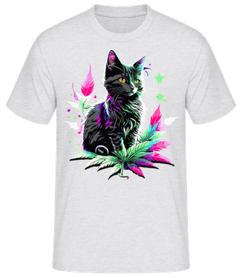 Cannabis Psychedelic Cat - Camiseta básica para hombre - Gris moteado - delante