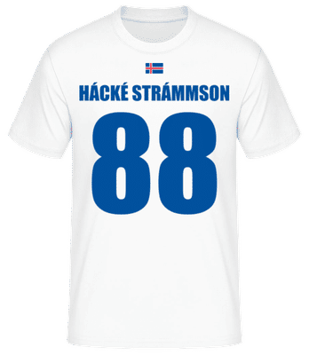 Island Fußball Trikot Hácké Strámmson - Männer Basic T-Shirt - Weiß - Vorne