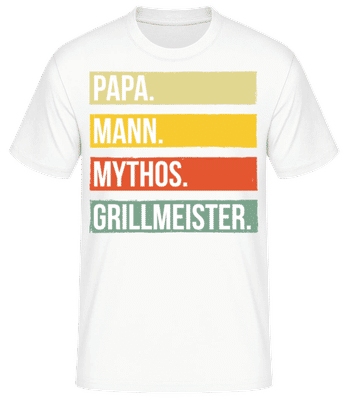 Papa Mann Mythos Grillmeister - Männer Basic T-Shirt - Weiß - Vorne