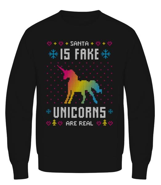 Preview: Santa Is Fake Unicorns Are Real - Men's Sweatshirt - Black - Front