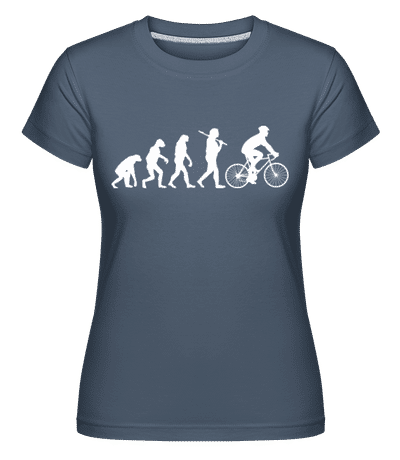 Evolution Of Cycling -  Shirtinator Women's T-Shirt - Denim - Front