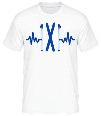 Ski Heartbeat Bleu - T-shirt standard Homme - Blanc - Devant