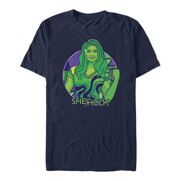 Aperçu: Marvel - She-Hulk Attorney at Law - Miss Hulk Color Block Circle Badge - Homme T-shirt - Bleu marine - Devant