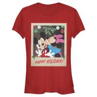 Disney Classics - Mickey Mouse - Mickey & Minnie Holiday Polaroid - Vianoce - Dámske Tričko - Červená - Predné