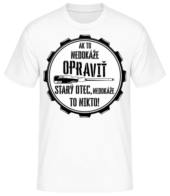 Náhľad: Starý Otec Opravár - Pánske basic tričko - Biela - Predné