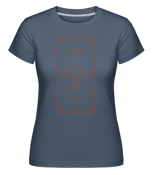 Aperçu: Art Déco Signe Astrologique Taureau -  T-shirt Shirtinator femme - Bleu denim - Devant