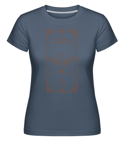 Art Déco Signe Astrologique Taureau -  T-shirt Shirtinator femme - Bleu denim - Devant