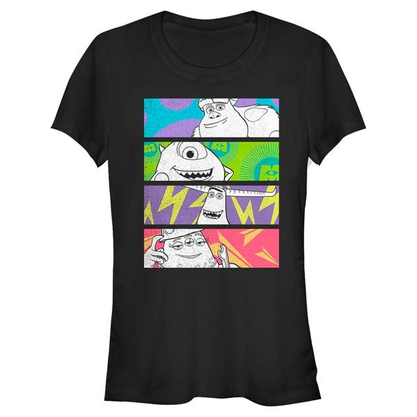 Aperçu: Pixar - Monstres - Photo de groupe Color Panels - Femme T-shirt - Noir - Devant