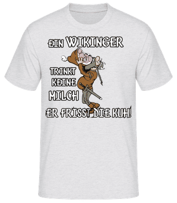 Wikinger Fressen Die Kuh - Männer T-Shirt B&C - Grau meliert - Vorne