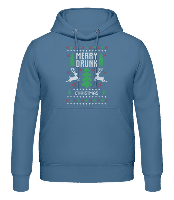 Merry Drunk Christmas - Sweat à capuche Homme - Bleu denim - Devant