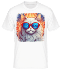Persian Cat Hippie Look - Men's Basic T-Shirt - White - Front