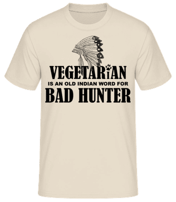 Vegetarian Bad Hunter Indian - Männer T-Shirt B&C - Creme - Vorne