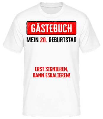 Gästebuch 20 Geburtstag - Männer Basic T-Shirt - Weiß - Vorne