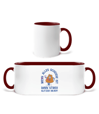 Alles Scheisse Glitzer Drauf - Tasse zweifarbig - Weiß / Bordeaux - Vorne