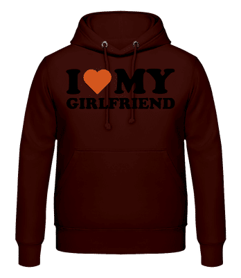 I Love My Girlfriend - Men's Hoodie - Brown - Front