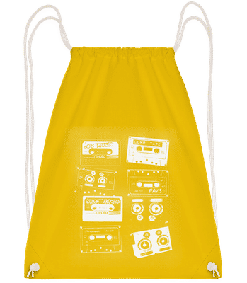 Old Cassettes - Drawstring Backpack - Yellow - Vorn