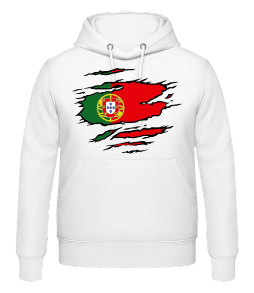 Vorschau: Ripped Flag Portugal - Männer Hoodie - Weiß - Vorne