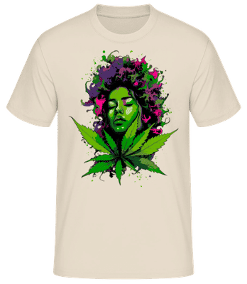 Cannabis Head Woman Color - Pánske basic tričko - Krémová - Predné