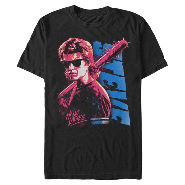 Aperçu: Netflix - Stranger Things - Stevie Splatterpunk Steve - Homme T-shirt - Noir - Devant