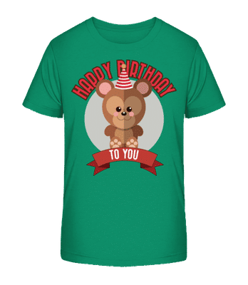 Happy Birthday To You Monkey - Kid's Organic T-Shirt Stanley Stella 2.0 - Green - Front