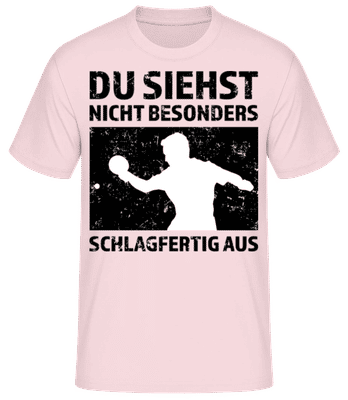 Tischtennis Schlagfertig - Männer Basic T-Shirt - Rosa - Vorne