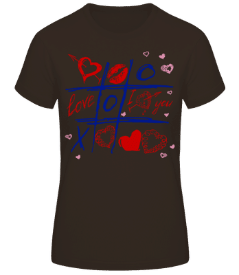 Love Raster Valentine - Frauen Basic T-Shirt - Braun - Vorne