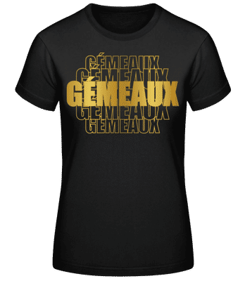 Écriture Doré Astrologique Gémeaux - T-shirt standard Femme - Noir - Devant