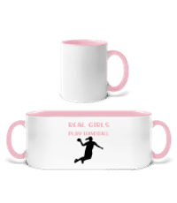 Real Girls Play Handball - Two-toned Mug - White / Pink - Front
