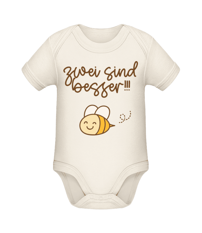 Vorschau: Zwei Sind Besser - Baby Bio Strampler - Creme - Vorne