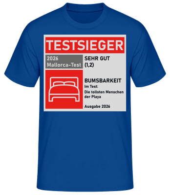Testsieger Mallorca Bumsbarkeit - Männer Basic T-Shirt - Royalblau - Vorne