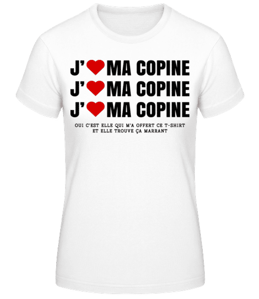 Aperçu: J’aime Ma Copine Saint Valentin Drôle - T-shirt standard Femme - Blanc - Devant