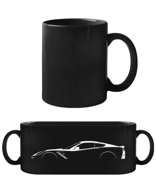 Aperçu: 'Chevrolet Corvette C7 St.' Silhouette - Tasse Noire - Noir - Devant