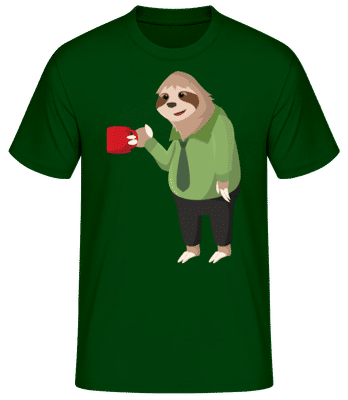 Sloth Drinks Coffee - Men's Basic T-Shirt - Bottle green - Front