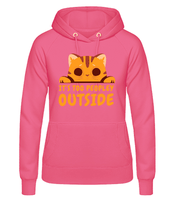 Cute Cat Too Peopley Outside - Sudadera básica con capucha para mujer - Rosa - delante