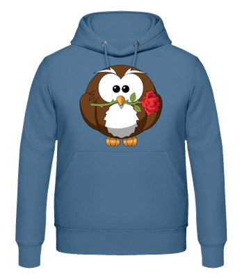 Valentinstag Eule - Männer Hoodie - Denim - Vorne