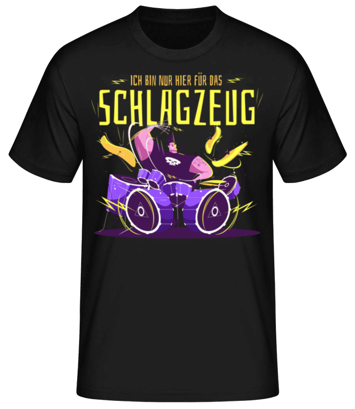 Vorschau: Hier Für Das Schlagzeug - Männer Basic T-Shirt - Schwarz - Vorne